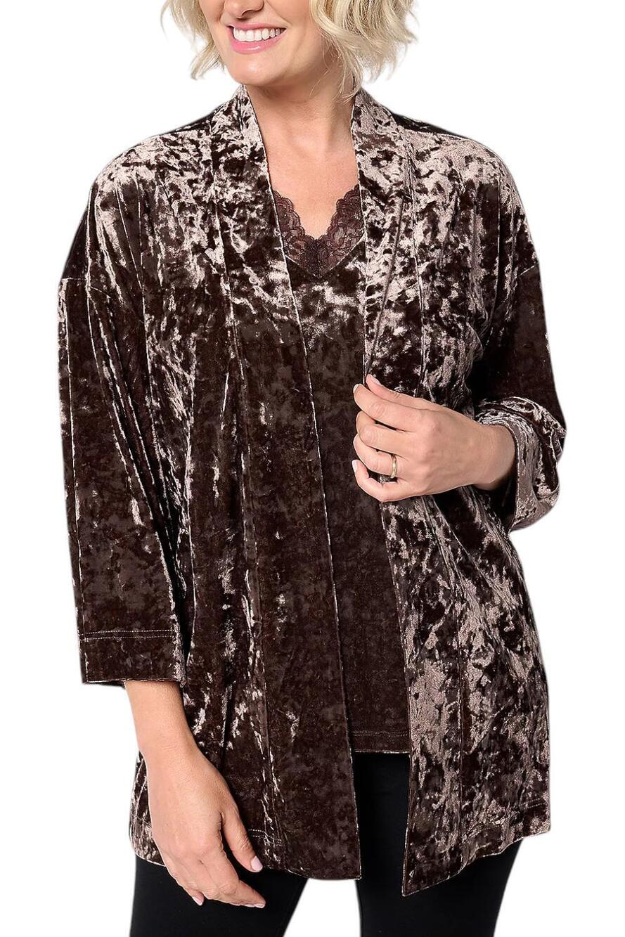 Belle Boho by Kim Gravel Women's Crushed Velvet Topper Esspresso - Regular